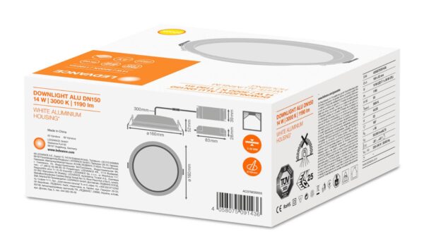 Spot LED incastrat Ledvance DOWNLIGHT ALU, 14W, 1190 lm, lumina - Image 3