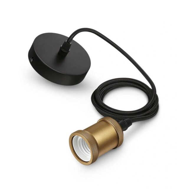 Pendul Philips Classic Gold, E27, max. 40W, textil/Metal, IP20, Ø169mm,