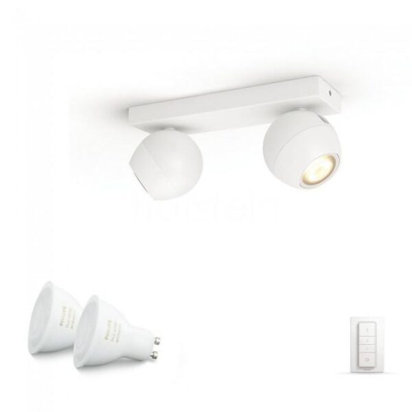 Spot LED Dublu Philips Hue Buckram, Bluetooth, 2xGU10, 2x5W, 700 - Image 4