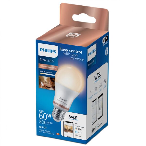 Bec LED inteligent Philips Bulb A60, Wi-Fi, Bluetooth, E27, 8W - Image 3