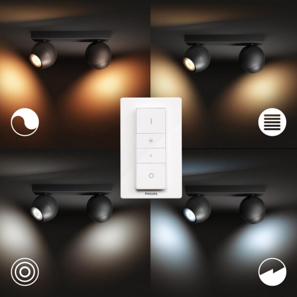 Spot LED Dublu Philips Hue Buckram, Bluetooth, 2xGU10, 2x5W, 700 - Image 8