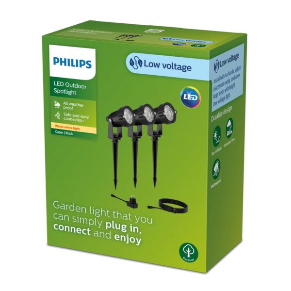 Kit 3 Spoturi LED pentru exterior cu spike Philips CAPER